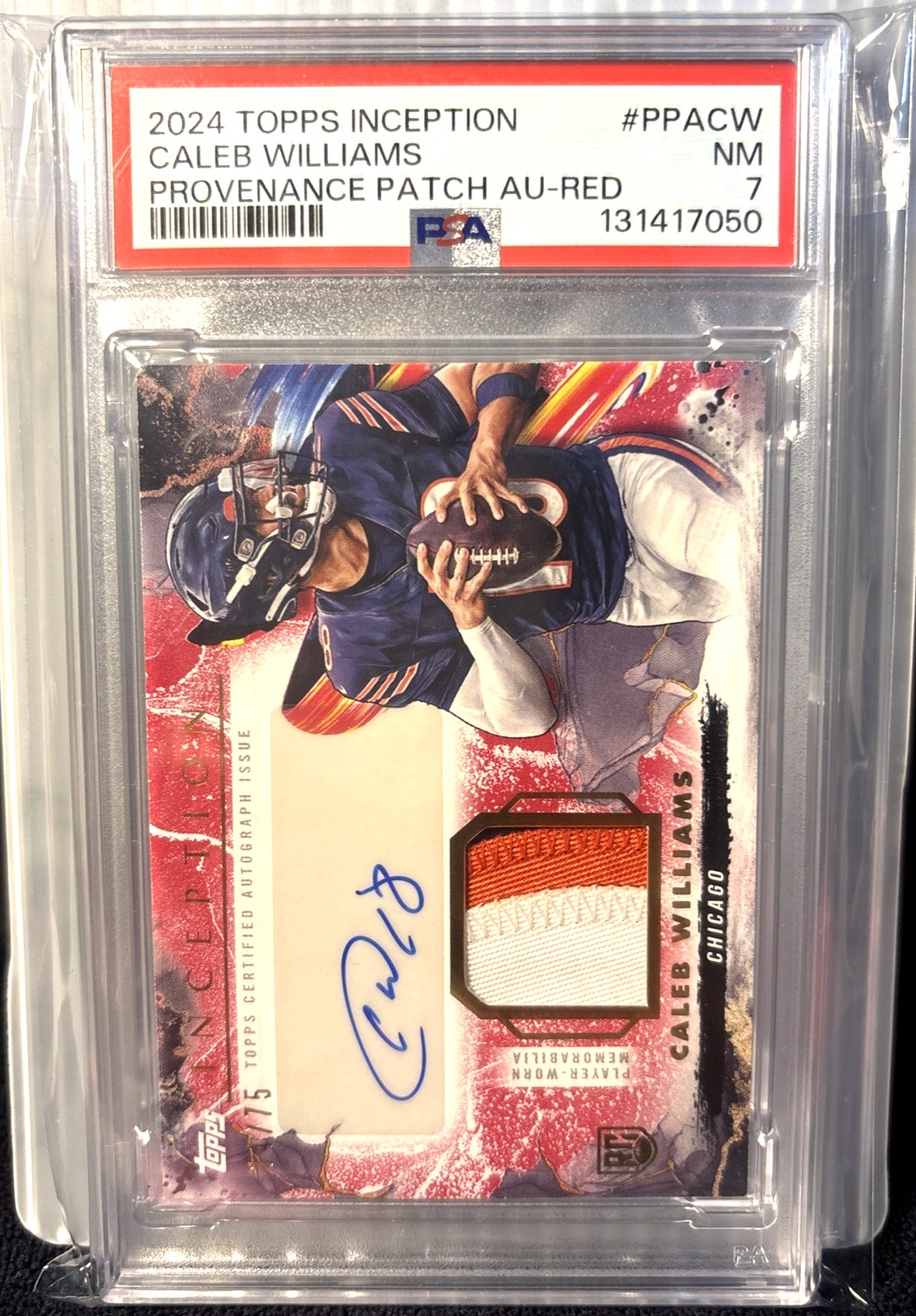 2024 Topps Inception #PPA-CW Caleb Williams Provenance RC Patch Auto Red 14/75