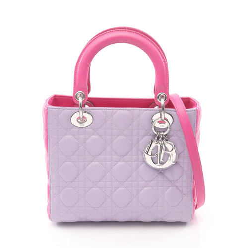 Christian Dior LADY DIOR Handbag Pink Leather #RCB2380