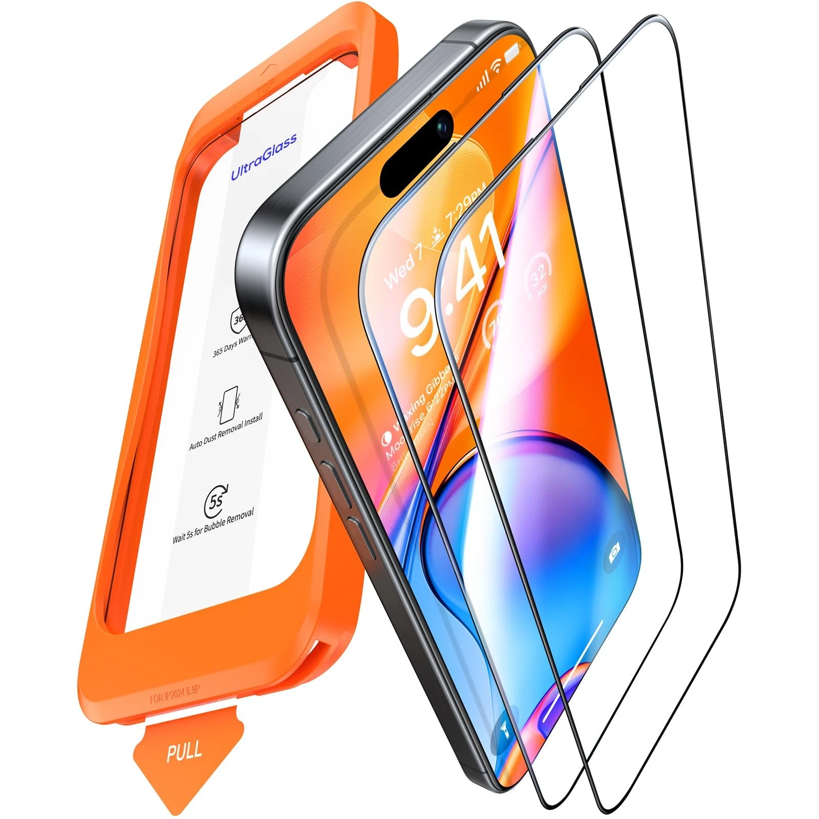 UltraGlass Unbreak Top 9H+ Glass for iPhone 16 Pro 16 Pro, Clear