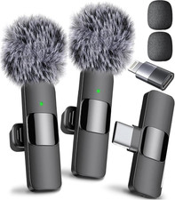 Latest Model - Wireless Mini Microphone for Iphone, Ipad, Android - 2 Pack Lav