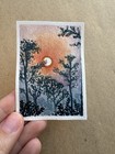 ACEO ORIGINAL Foggy Forest Sunrise Trees Glowing Sunset Landscape by Kinsmoor — photo 2