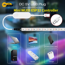 WLED ESP32 Mini LED Strip Controller RGB IC Digital with Mic Music Sound Mode DC