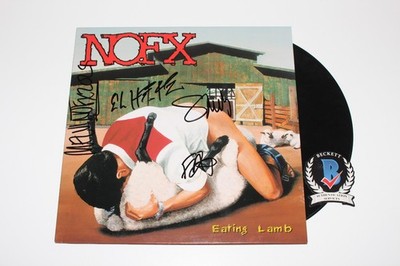 NOFX BAND SIGNED 'EATING LAMB' ALBUM VINYL RECORD x4 FAT MIKE ERIK