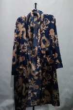 Elegant Dragon Design Silk Satin Kimono Robe Sleepwear Long w/ Waist Tie, Navy