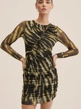 MANGO BNWT £39.99 Sz L UK 12 Black & Taupe “ SAMANTHA” Ombré Print Dress