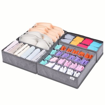 4 Pack Socks Underwear Drawer Organizer Divider,Washable Drawer Organizer Fol...