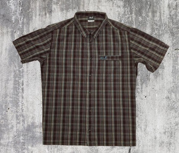 Men Jack Wolfskin Shirt Khaki Cotton 38 / M / 46 #9FRV
