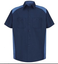 Red Kap Mens Motorsports Short Sleeve Shirt SP28NP Navy