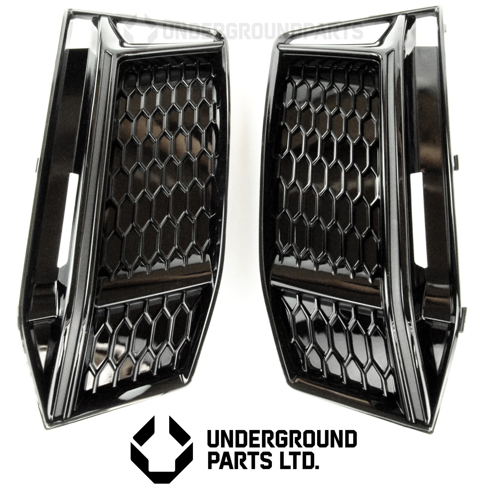 AUDI S4 B9 FOG GRILLES ALL GLOSS BLACK FRONT BUMPER LOWER LEFT RIGHT SIDE COVERS