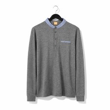 HUGO BOSS LONG SLEEVE Polo Shirt - Size Large - Grey - Great Condition - Men’s