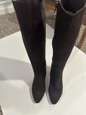 Lifestride GRACIE Brown Synthetic Almond Toe Side Zip Knee High Boots, 8.5M