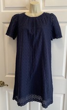 NWT Gap Eyelet Dress Navy Blue Short Sleeve Casual Cottagecore Coquette Sz XS