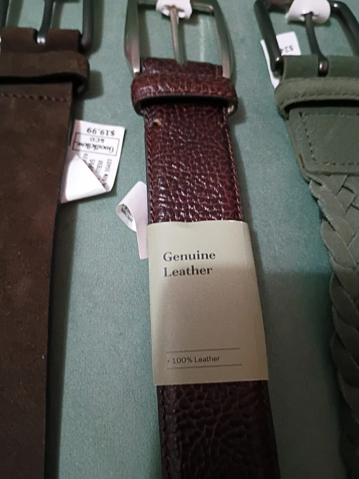 3 Cinturones Hombre Cuero Genuino Goodfellow XL 40-44 Marrón y Verde Nuevos Foto 2 de 4