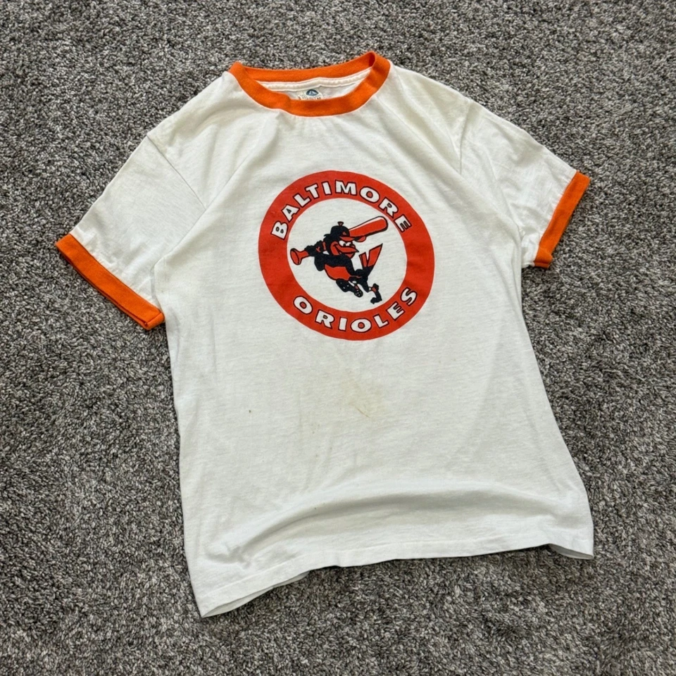 Camiseta de béisbol MLB vintage años 70/80 Artex Baltimore Orioles logotipo de pájaro MLB para hombre M Foto 2 de 4