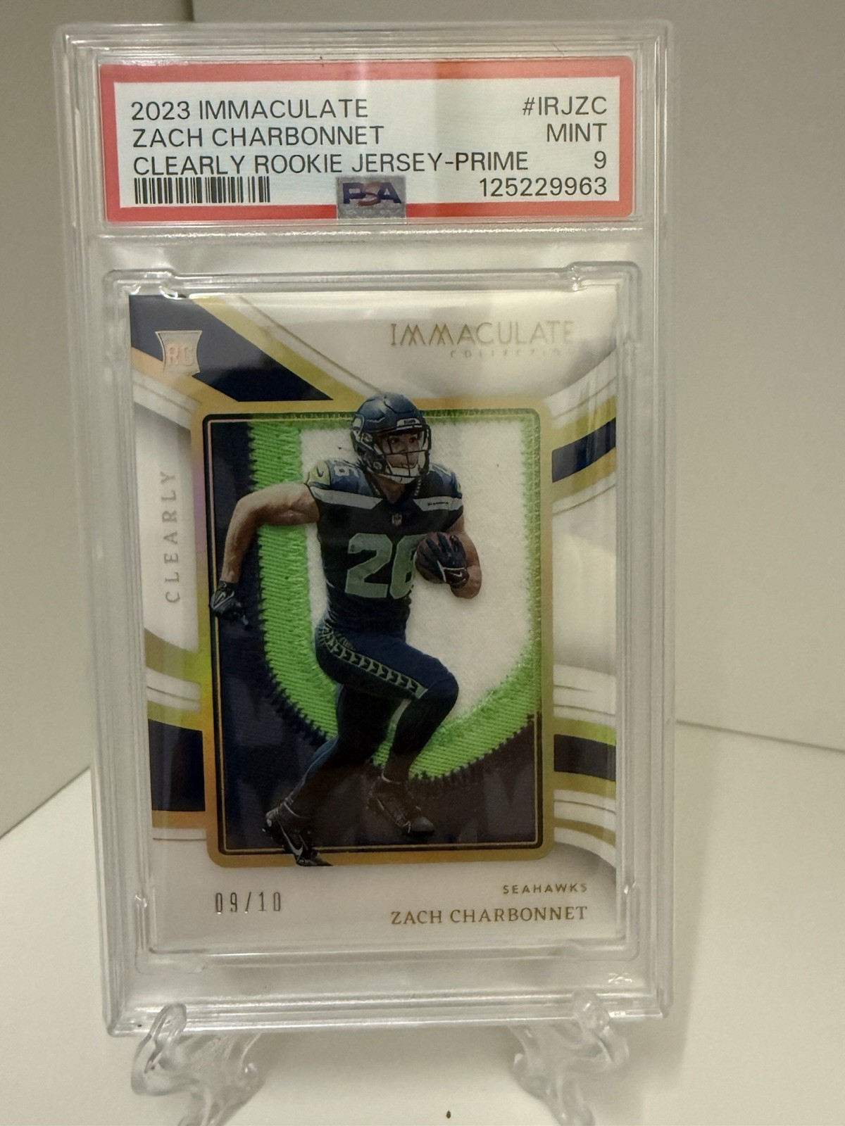Zach Charbonnet Panini Immaculate Collection Clearly Immaculate Rookie Jerseys #IRJZC Prime