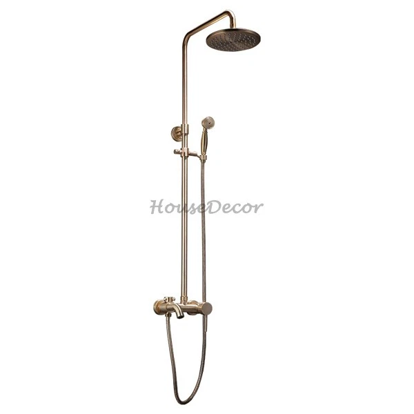 All Copper Bathtub Mixer Taps Set Wall Mounted Rainfall Handheld Shower Head Kit