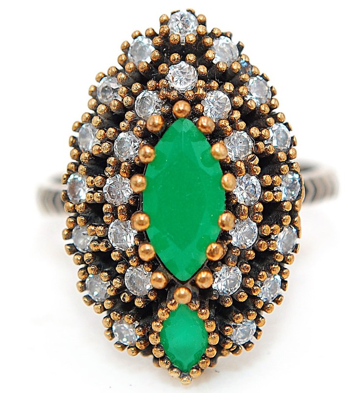 Ottoman 2CT Heat Treated Green Tourmaline 925 Sterling Silver Ring Sz 8 TT1-3