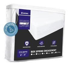  Size Box Spring Encasement – Bed Bug Proof Zippered Dust Mite Waterproof Queen