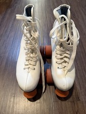 Vintage MacGregor Precision Urethane Roller Skates White Orange Wheels Women  s 6