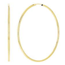Italian 14k Yellow Gold High Polish Round Endless Hoop Earrings 1.9" 2mm 2.4gram