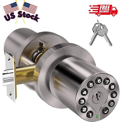 Keypad Door Knob with Key,Keyless Entry Door Lock, Code Locks Door Knob
