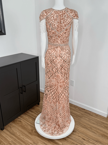 NWT MAC DUGGAL COPPER COLUMN GOWN Size 8 - Picture 8 of 13