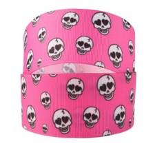7/8 inch grosgrain ribbon for Hair Bows 1191808 Pink Skull Heart Eyes