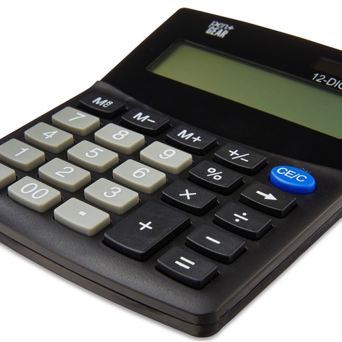 12-Digit Mini Desktop Calculator, Black - Picture 3 of 3
