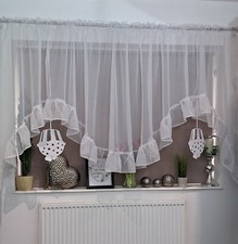 Kitchen voile net curtain with flounce and cupcakes ornaments 400/140 cm
