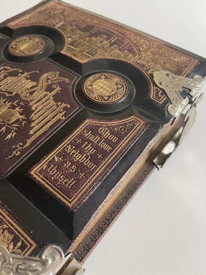 Helier Schrift Holy Writing German With Metal Clasps And Illustration 1880s Foto 4 de 4