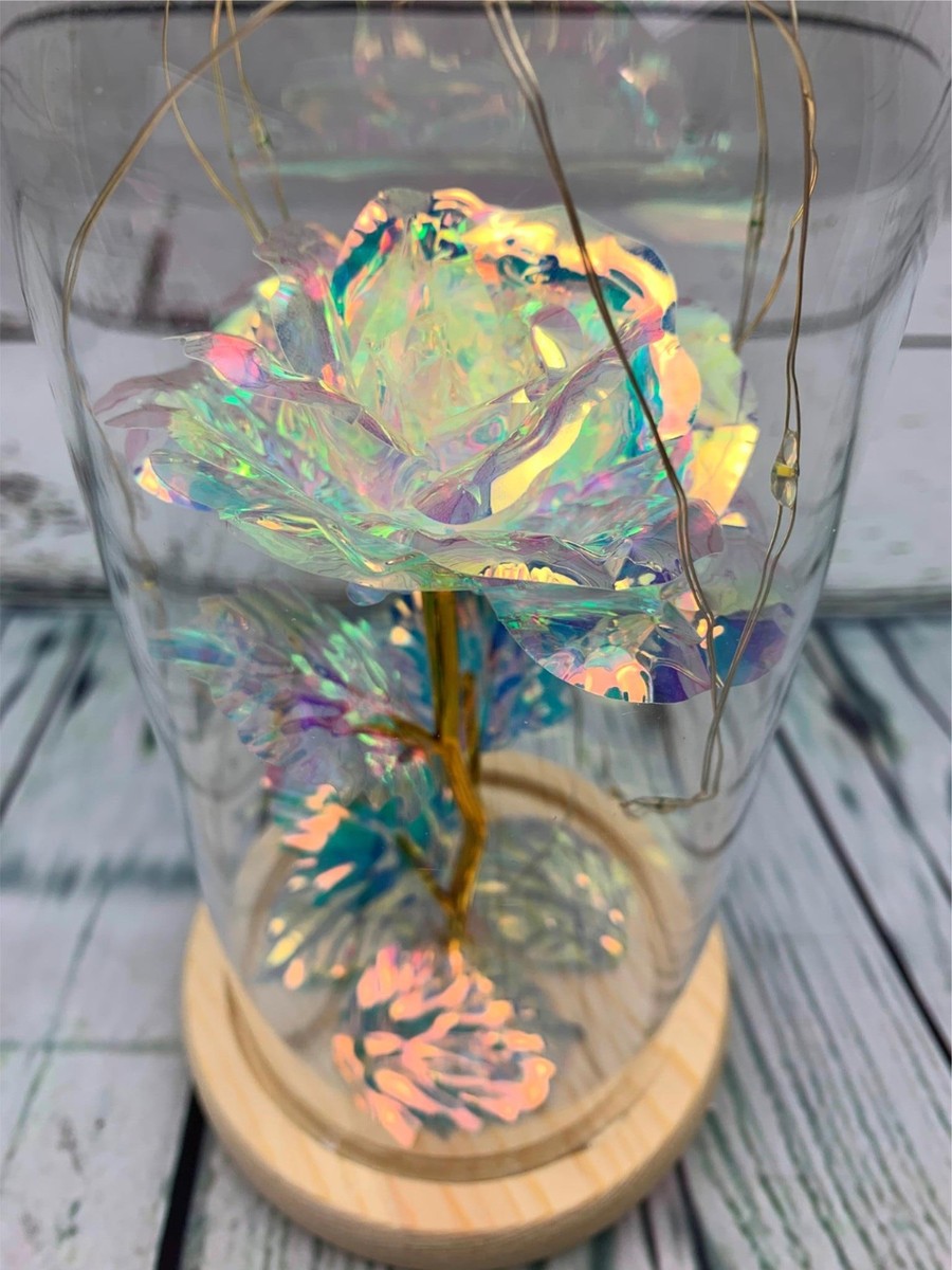 Rose Gift Enchanted Colorful Led Galaxy Crystal Rose Flower Light