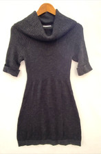 ANN TAYLOR LOFT Gray Cowl Neck Merino Wool Fit & Flare Sweater Dress Size M