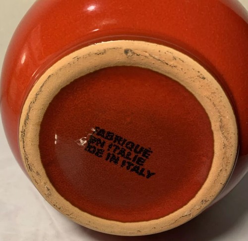 FABRIQUE EN ITALIE Made in Italy Red Black Stoneware.PITCHER Glazed CLAY 6.75" - Picture 11 of 12