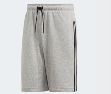 Adidas 3-Stripes French Terry Shorts Heather Grey Heather/Black Men's XL BNWT