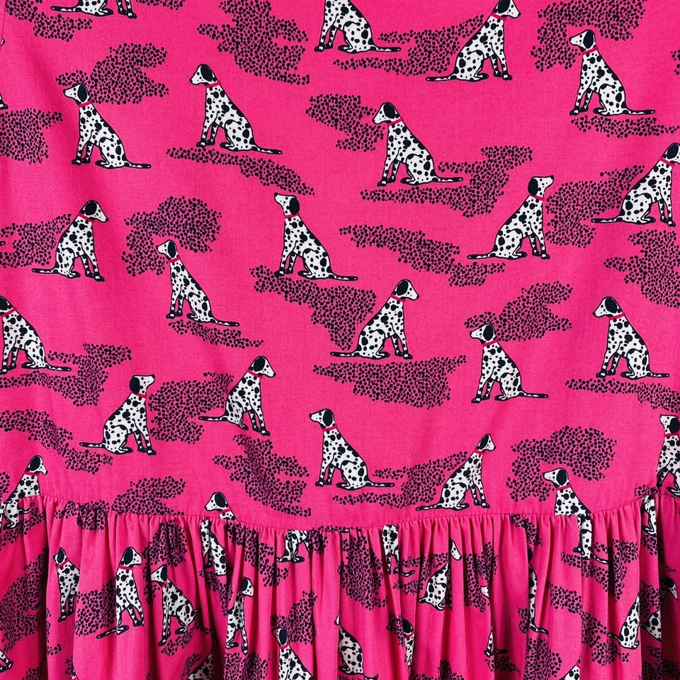 Vestido Lands End Niñas Talla 14 Dalmation Estampado Perro Algodón Ajuste y Acampanado Rosa Foto 3 de 4