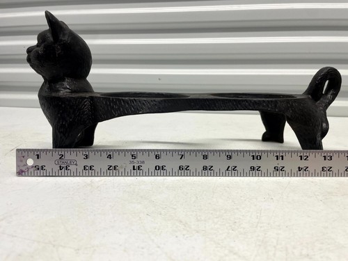 Black Kitty Cat Cast Iron Food Water Raised Dish Bowl Holder Stand 13-inch - Picture 9 of 11