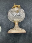 Vintage oil lamp metal base pressed glass pattern — photo 6