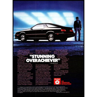1985 Dodge Daytona Turbo Z Hatchback Sports Car Vintage Print Ad