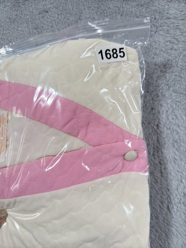 1960'S SEARS At Home Wear Robe Quilted Belted Women's Housecoat S Ivory Pink - Picture 12 of 12