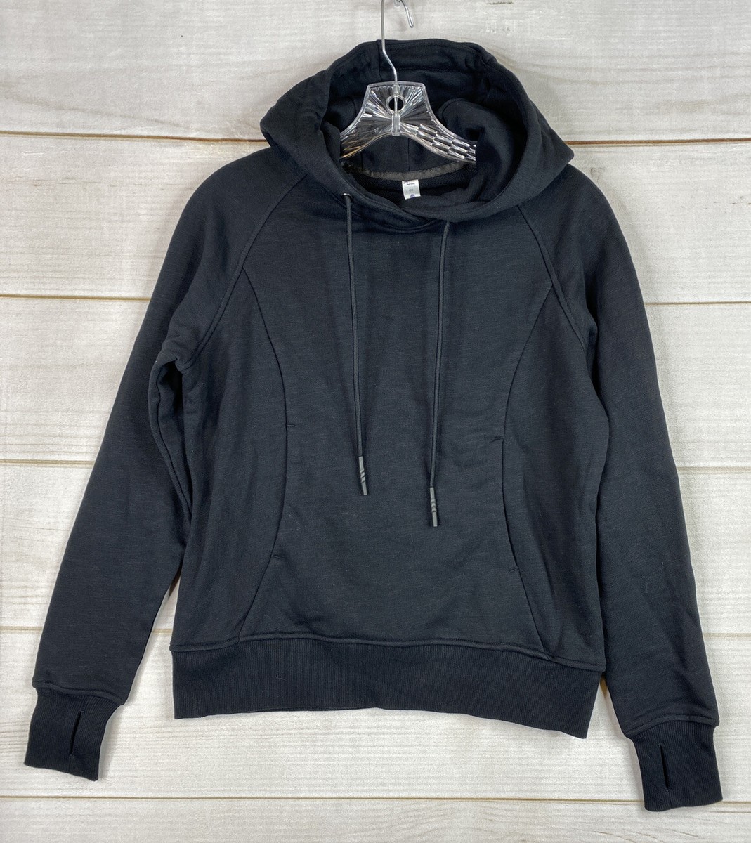 CRZ YOGA Hoodie Womens Sz 00 Black Pullover Sweatshirt Running Workout  Thumbhole | eBay