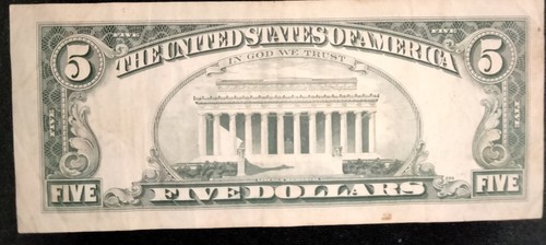 1977 5 Dollar Bill Error Off Center On The Front And Back - Picture 4 of 16