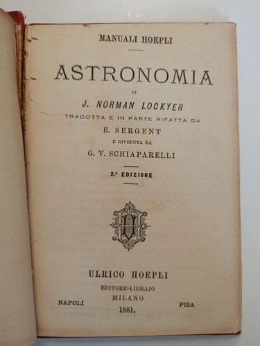 OV2 Manuali Hoepli Astronomia Lockyer Schiaparelli 1881 2 edizione illustrata - Foto 2 di 8