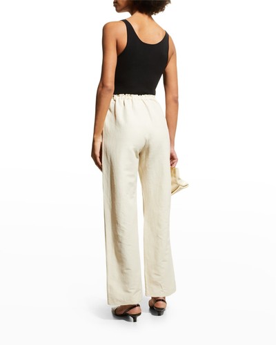 TOTEME Stretch Linen Wide-Leg Slacks Trousers in Cava Beige Size EU 40 / US 8 - Picture 4 of 5