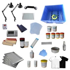 Screen Printing Materials Kit All Silk Screen Ink Squeegee Screen Frame Set New
