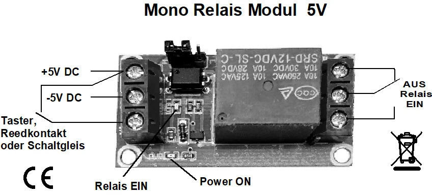 5 Stück 5V DC Relaiskarte 1xUM Relaisplatine Relais - Fertig Relais Modul - Bild 2 von 2