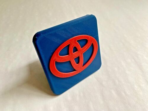 Toyota Tow Hitch Cover/Plug/Cap for 2" & 1.25" Receivers - Red on Navy Blue - Picture 1 of 3