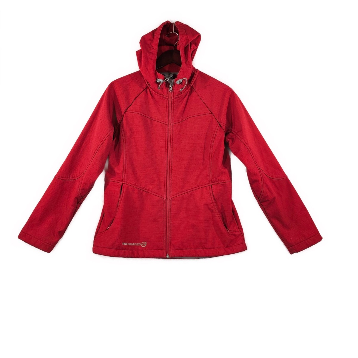 Free Country Womens Zip Up Jacket Hoodie Funnel Neck Long Sleeve Red Medium