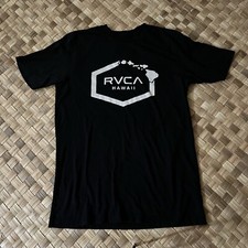 RVCA HAWAIIAN ISLANDS Black Surf Surfing Tee SM