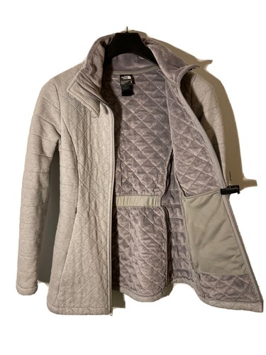 The North Face Womens M Caroluna Jacket-Plush Fleece Quilt Lined-Heather Gray - 第 3/9 張圖片