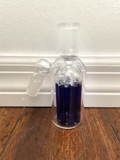 18mm Glass Water Pipe Ash Catcher 8arm Perc Blue 45degree